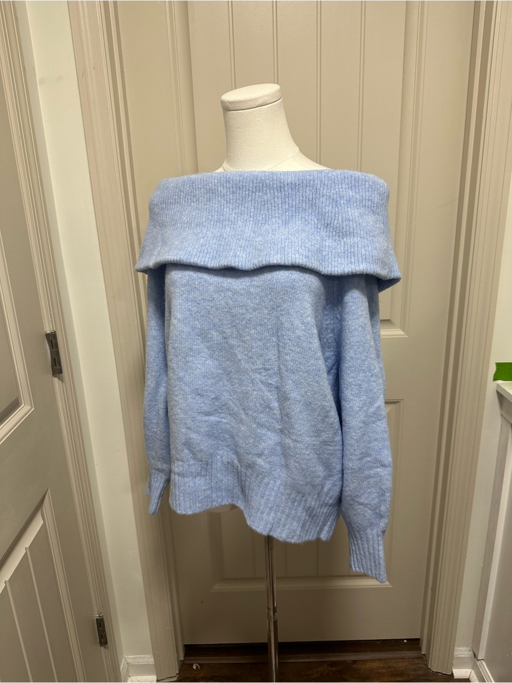 H&M Baby Blue Off-the-Shoulder Knit Sweater